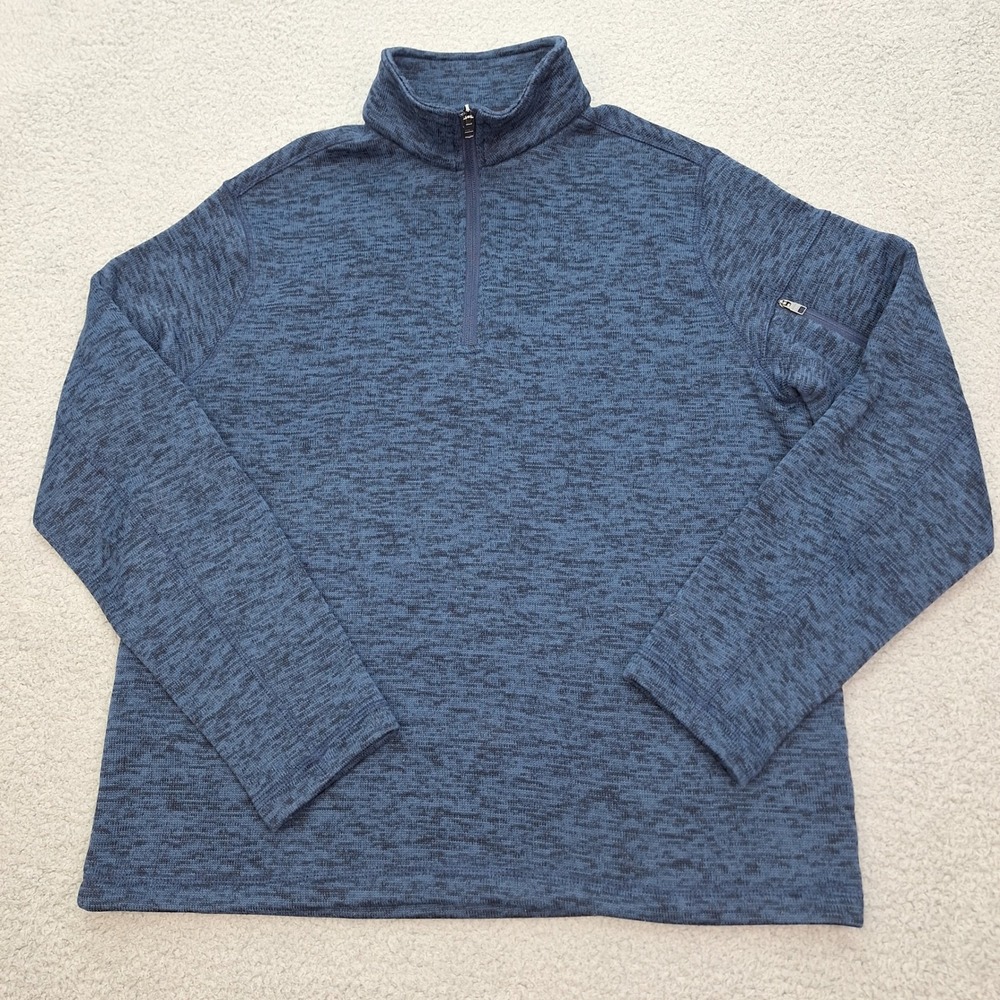 Lands End Sweater Mens Large Blue Heather‎ Quarter Zip Pullover Knit